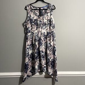 Simply Vera Floral Dress XL Belted Waist Sleeveless Pleated Front Romantic